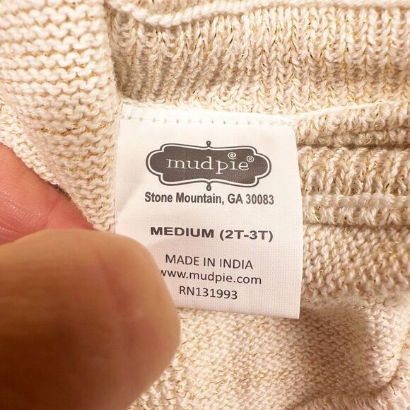 Mudpie Girls Lurex Knit Poncho Hooded Sweater NWT Girls 2T - 3T - Picture 7 of 7